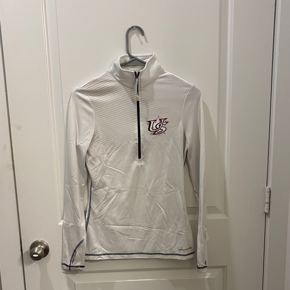 White Quarter-Zip Pullover with Logo